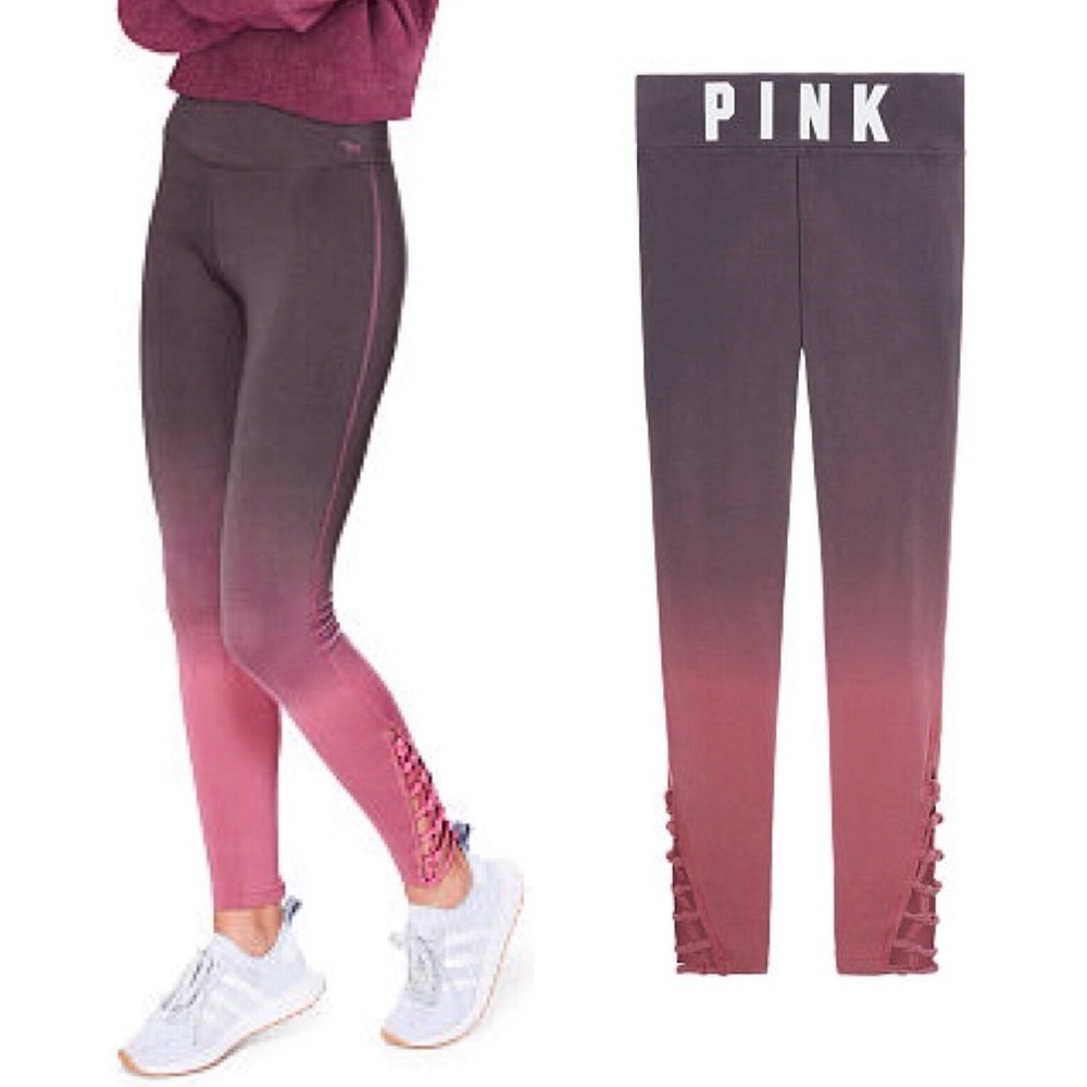 3/$30 ☀️ Victorias Secret Pink Strappy Yoga Leggings Ombre Pink